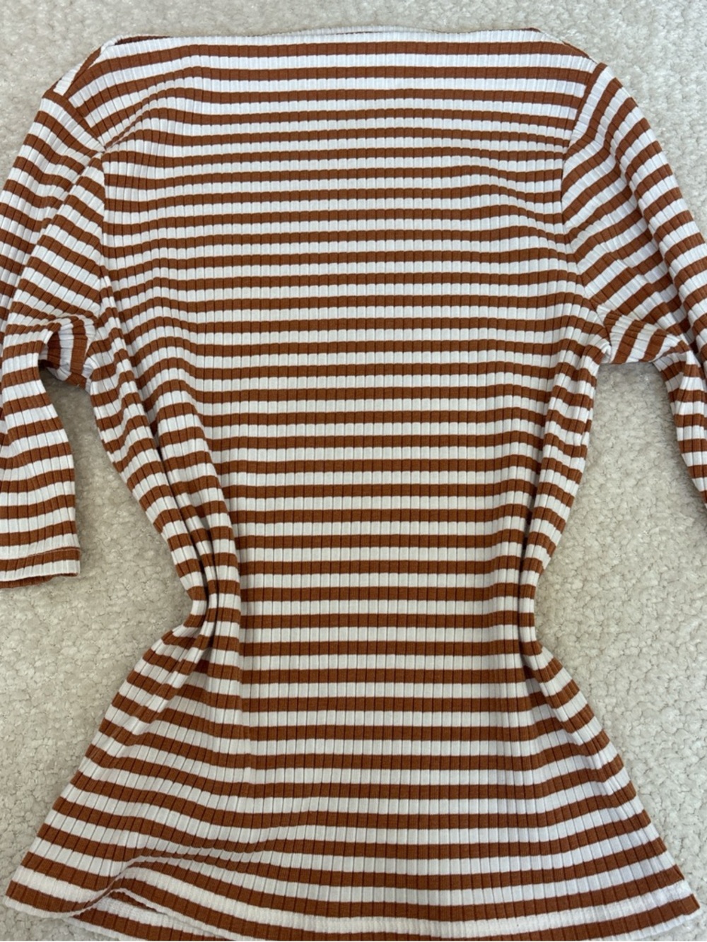 Old Navy White & Rust Striped Ribbed Tee